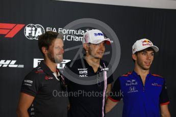 World © Octane Photographic Ltd. Formula 1 – French GP - Thursday Driver Press Conference. Scuderia Toro Rosso – Pierre Gasly, Sahara Force India - Esteban Ocon and Haas F1 Team – Romain Grosjean. Circuit Paul Ricard, Le Castellet, France. Thursday 21st June 2018.