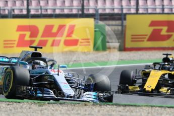 World © Octane Photographic Ltd. Formula 1 – German GP - Practice 1. Mercedes AMG Petronas Motorsport AMG F1 W09 EQ Power+ - Lewis Hamilton and Renault Sport F1 Team RS18 – Nico Hulkenberg. Hockenheimring, Baden-Wurttemberg, Germany. Friday 20th July 2018.