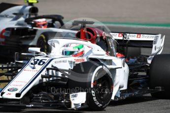 World © Octane Photographic Ltd. Formula 1 – German GP - Practice 1. Alfa Romeo Sauber F1 Team C37 – Antonio Giovinazzi and Haas F1 Team VF-18 – Kevin Magnussen. Hockenheimring, Baden-Wurttemberg, Germany. Friday 20th July 2018.