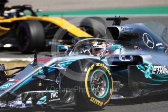 World © Octane Photographic Ltd. Formula 1 – German GP - Practice 1. Mercedes AMG Petronas Motorsport AMG F1 W09 EQ Power+ - Lewis Hamilton and Renault Sport F1 Team RS18 – Nico Hulkenberg. Hockenheimring, Baden-Wurttemberg, Germany. Friday 20th July 2018.