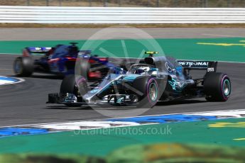 World © Octane Photographic Ltd. Formula 1 – German GP - Practice 1. Mercedes AMG Petronas Motorsport AMG F1 W09 EQ Power+ - Valtteri Bottas and Scuderia Toro Rosso STR13 – Brendon Hartley. Hockenheimring, Baden-Wurttemberg, Germany. Friday 20th July 2018.