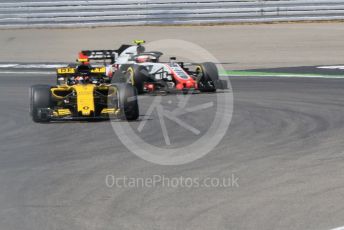 World © Octane Photographic Ltd. Formula 1 – German GP - Practice 2. Renault Sport F1 Team RS18 – Carlos Sainz and Haas F1 Team VF-18 – Kevin Magnussen. Hockenheimring, Baden-Wurttemberg, Germany. Friday 20th July 2018.