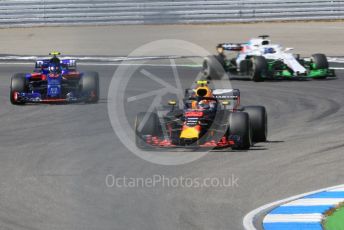World © Octane Photographic Ltd. Formula 1 – German GP - Practice 2. Aston Martin Red Bull Racing TAG Heuer RB14 – Max Verstappen, Scuderia Toro Rosso STR13 – Pierre Gasly and Williams Martini Racing FW41 – Lance Stroll. Hockenheimring, Baden-Wurttemberg, Germany. Friday 20th July 2018.