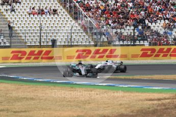 World © Octane Photographic Ltd. Formula 1 – German GP - Qualifying. Mercedes AMG Petronas Motorsport AMG F1 W09 EQ Power+ - Lewis Hamilton and Williams Martini Racing FW41 – Sergey Sirotkin. Hockenheimring, Baden-Wurttemberg, Germany. Saturday 21st July 2018.