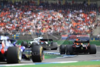World © Octane Photographic Ltd. Formula 1 – German GP - Race. Williams Martini Racing FW41 – Lance Stroll, Aston Martin Red Bull Racing TAG Heuer RB14 – Daniel Ricciardo and Scuderia Toro Rosso STR13 – Brendon Hartley. Hockenheimring, Baden-Wurttemberg, Germany. Sunday 22nd July 2018.