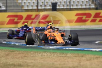 World © Octane Photographic Ltd. Formula 1 – German GP - Race. McLaren MCL33 – Stoffel Vandoorne and Scuderia Toro Rosso STR13 – Pierre Gasly. Hockenheimring, Baden-Wurttemberg, Germany. Sunday 22nd July 2018.