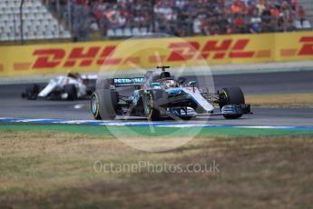 World © Octane Photographic Ltd. Formula 1 – German GP - Race. Mercedes AMG Petronas Motorsport AMG F1 W09 EQ Power+ - Lewis Hamilton and Alfa Romeo Sauber F1 Team C37 – Charles Leclerc. Hockenheimring, Baden-Wurttemberg, Germany. Sunday 22nd July 2018.