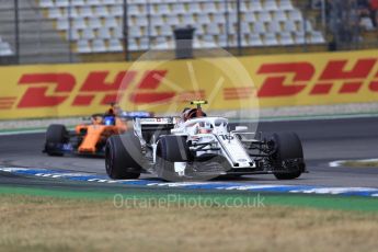 World © Octane Photographic Ltd. Formula 1 – German GP - Race. Alfa Romeo Sauber F1 Team C37 – Charles Leclerc and McLaren MCL33 – Fernando Alonso. Hockenheimring, Baden-Wurttemberg, Germany. Sunday 22nd July 2018.