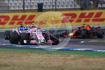 World © Octane Photographic Ltd. Formula 1 – German GP - Race. Sahara Force India VJM11 - Esteban Ocon, Alfa Romeo Sauber F1 Team C37 – Marcus Ericsson and Aston Martin Red Bull Racing TAG Heuer RB14 – Daniel Ricciardo. Hockenheimring, Baden-Wurttemberg, Germany. Sunday 22nd July 2018.