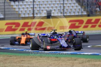 World © Octane Photographic Ltd. Formula 1 – German GP - Race. Scuderia Toro Rosso STR13 – Brendon Hartley, McLaren MCL33 – Stoffel Vandoorne and Pierre Gasly. Hockenheimring, Baden-Wurttemberg, Germany. Sunday 22nd July 2018.