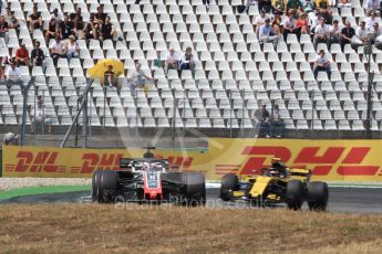 World © Octane Photographic Ltd. Formula 1 – German GP - Race. Haas F1 Team VF-18 – Romain Grosjean and Renault Sport F1 Team RS18 – Carlos Sainz. Hockenheimring, Baden-Wurttemberg, Germany. Sunday 22nd July 2018.
