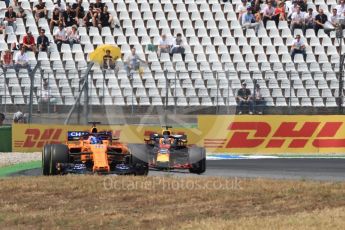 World © Octane Photographic Ltd. Formula 1 – German GP - Race. McLaren MCL33 – Fernando Alonso and Aston Martin Red Bull Racing TAG Heuer RB14 – Daniel Ricciardo. Hockenheimring, Baden-Wurttemberg, Germany. Sunday 22nd July 2018.