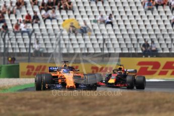 World © Octane Photographic Ltd. Formula 1 – German GP - Race. McLaren MCL33 – Fernando Alonso and Aston Martin Red Bull Racing TAG Heuer RB14 – Daniel Ricciardo. Hockenheimring, Baden-Wurttemberg, Germany. Sunday 22nd July 2018.