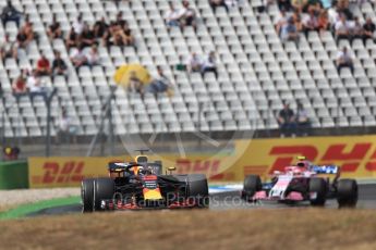 World © Octane Photographic Ltd. Formula 1 – German GP - Race. Aston Martin Red Bull Racing TAG Heuer RB14 – Daniel Ricciardo and Sahara Force India VJM11 - Esteban Ocon. Hockenheimring, Baden-Wurttemberg, Germany. Sunday 22nd July 2018.