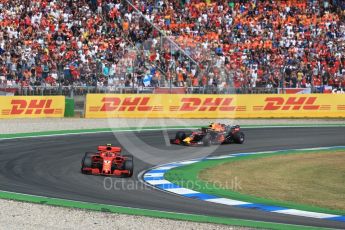 World © Octane Photographic Ltd. Formula 1 – German GP - Race. Scuderia Ferrari SF71-H – Kimi Raikkonen and Aston Martin Red Bull Racing TAG Heuer RB14 – Max Verstappen. Hockenheimring, Baden-Wurttemberg, Germany. Sunday 22nd July 2018.