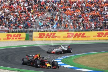 World © Octane Photographic Ltd. Formula 1 – German GP - Race. Aston Martin Red Bull Racing TAG Heuer RB14 – Max Verstappen and Haas F1 Team VF-18 – Kevin Magnussen. . Hockenheimring, Baden-Wurttemberg, Germany. Sunday 22nd July 2018.