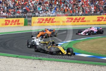 World © Octane Photographic Ltd. Formula 1 – German GP - Race. Renault Sport F1 Team RS18 – Carlos Sainz, Alfa Romeo Sauber F1 Team C37 – Charles Leclerc, McLaren MCL33 – Fernando Alonso and Sahara Force India VJM11 - Esteban Ocon. Hockenheimring, Baden-Wurttemberg, Germany. Sunday 22nd July 2018.