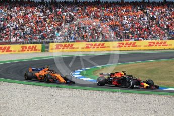 World © Octane Photographic Ltd. Formula 1 – German GP - Race. Aston Martin Red Bull Racing TAG Heuer RB14 – Daniel Ricciardo and McLaren MCL33 – Stoffel Vandoorne. Hockenheimring, Baden-Wurttemberg, Germany. Sunday 22nd July 2018.