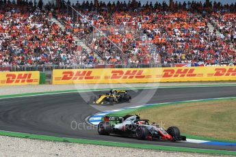 World © Octane Photographic Ltd. Formula 1 – German GP - Race. Haas F1 Team VF-18 – Kevin Magnussen and Renault Sport F1 Team RS18 – Nico Hulkenberg. Hockenheimring, Baden-Wurttemberg, Germany. Sunday 22nd July 2018.