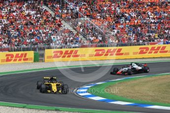 World © Octane Photographic Ltd. Formula 1 – German GP - Race. Renault Sport F1 Team RS18 – Nico Hulkenberg and Haas F1 Team VF-18 – Romain Grosjean. Hockenheimring, Baden-Wurttemberg, Germany. Sunday 22nd July 2018.