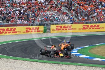 World © Octane Photographic Ltd. Formula 1 – German GP - Race. Aston Martin Red Bull Racing TAG Heuer RB14 – Daniel Ricciardo and McLaren MCL33 – Stoffel Vandoorne. Hockenheimring, Baden-Wurttemberg, Germany. Sunday 22nd July 2018.