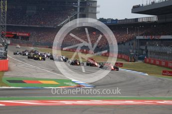 World © Octane Photographic Ltd. Formula 1 – German GP - Race. Race start and Scuderia Ferrari SF71-H – Sebastian Vettel holds the lead. Hockenheimring, Baden-Wurttemberg, Germany. Sunday 22nd July 2018.