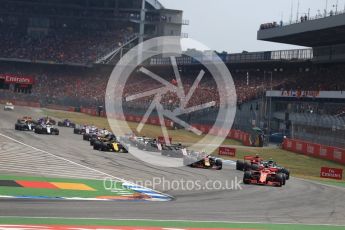 World © Octane Photographic Ltd. Formula 1 – German GP - Race. Race start and Scuderia Ferrari SF71-H – Sebastian Vettel holds the lead. Hockenheimring, Baden-Wurttemberg, Germany. Sunday 22nd July 2018.