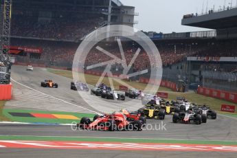 World © Octane Photographic Ltd. Formula 1 – German GP - Race. Scuderia Ferrari SF71-H – Kimi Raikkonen and Aston Martin Red Bull Racing TAG Heuer RB14 – Max Verstappen. Hockenheimring, Baden-Wurttemberg, Germany. Sunday 22nd July 2018.
