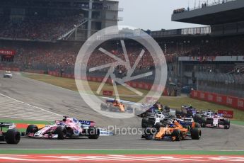 World © Octane Photographic Ltd. Formula 1 – German GP - Race. Sahara Force India VJM11 - Sergio Perez and McLaren MCL33 – Fernando Alonso. . Hockenheimring, Baden-Wurttemberg, Germany. Sunday 22nd July 2018.