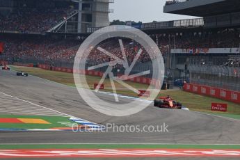 World © Octane Photographic Ltd. Formula 1 – German GP - Race. Scuderia Ferrari SF71-H – Sebastian Vettel, Mercedes AMG Petronas Motorsport AMG F1 W09 EQ Power+ - Valtteri Bottas, Kimi Raikkonen and Aston Martin Red Bull Racing TAG Heuer RB14 – Max Verstappen. Hockenheimring, Baden-Wurttemberg, Germany. Sunday 22nd July 2018.