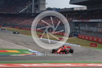 World © Octane Photographic Ltd. Formula 1 – German GP - Race. Scuderia Ferrari SF71-H – Sebastian Vettel, Mercedes AMG Petronas Motorsport AMG F1 W09 EQ Power+ - Valtteri Bottas, Kimi Raikkonen and Aston Martin Red Bull Racing TAG Heuer RB14 – Max Verstappen. Hockenheimring, Baden-Wurttemberg, Germany. Sunday 22nd July 2018.
