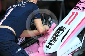 World © Octane Photographic Ltd. Formula 1 – German GP - Pitlane. Sahara Force India VJM11 - Sergio Perez. Hockenheimring, Baden-Wurttemberg, Germany. Thursday 19th July 2018.