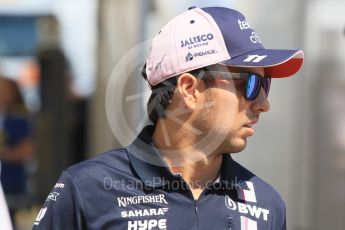 World © Octane Photographic Ltd. Formula 1 – German GP - Paddock. Sahara Force India VJM11 - Sergio Perez. Hockenheimring, Baden-Wurttemberg, Germany. Thursday 19th July 2018.