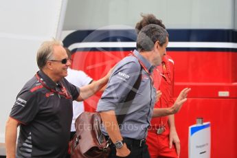 World © Octane Photographic Ltd. Formula 1 - German GP - Paddock. Gene Haas  - Founder and Chairman and Guenther Steiner  - Team Principal of Haas F1 Team. Hockenheimring, Baden-Wurttemberg, Germany. Saturday 21st July 2018.