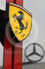 World © Octane Photographic Ltd. Formula 1 – German GP - Paddock. Scuderia Ferrari and Mercedes logos. Hockenheimring, Baden-Wurttemberg, Germany. Saturday 21st July 2018.