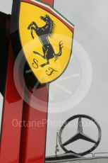 World © Octane Photographic Ltd. Formula 1 – German GP - Paddock. Scuderia Ferrari and Mercedes logos. Hockenheimring, Baden-Wurttemberg, Germany. Saturday 21st July 2018.