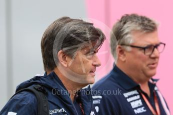 World © Octane Photographic Ltd. Formula 1 - German GP - Paddock. Andy Stevenson - Sporting Director and Otmar Szafnauer - Chief Operating Officer of Sahara Force India. Hockenheimring, Baden-Wurttemberg, Germany. Saturday 21st July 2018.