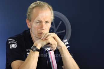 World © Octane Photographic Ltd. Formula 1 - British GP - Friday FIA Team Press Conference. Andy Green - Technical Director at Sahara Force India. Hockenheimring, Baden-Wurttemberg, Germany. Thursday 19th July 2018.