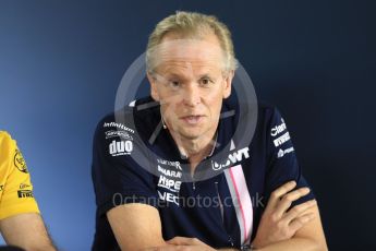 World © Octane Photographic Ltd. Formula 1 - British GP - Friday FIA Team Press Conference. Andy Green - Technical Director at Sahara Force India. Hockenheimring, Baden-Wurttemberg, Germany. Thursday 19th July 2018.