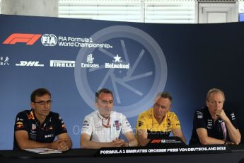 World © Octane Photographic Ltd. Formula 1 - British GP - Friday FIA Team 
Bob Bell – Chief Technical Officer at Renault Sport Formula 1 Team, Andy Green - Technical Director at Sahara Force India, Paddy Lowe - Chief Technical Officer at Williams Martini Racing and Pierre Wache – Technical Director at Red Bull Racing. Hockenheimring, Baden-Wurttemberg, Germany. Thursday 19th July 2018.
