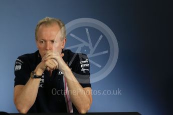 World © Octane Photographic Ltd. Formula 1 - British GP - Friday FIA Team Press Conference. Andy Green - Technical Director at Sahara Force India. Hockenheimring, Baden-Wurttemberg, Germany. Thursday 19th July 2018.