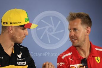 World © Octane Photographic Ltd. Formula 1 – German GP - FIA Drivers’ Press Conference. Renault Sport F1 Team RS18 – Nico Hulkenberg and Scuderia Ferrari SF71-H – Sebastian Vettel. Hockenheimring, Baden-Wurttemberg, Germany. Thursday 19th July 2018.