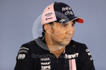 World © Octane Photographic Ltd. Formula 1 – German GP - FIA Drivers’ Press Conference. Sahara Force India VJM11 - Sergio Perez. Hockenheimring, Baden-Wurttemberg, Germany. Thursday 19th July 2018.