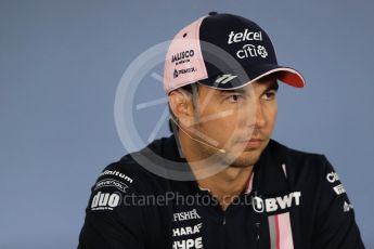 World © Octane Photographic Ltd. Formula 1 – German GP - FIA Drivers’ Press Conference. Sahara Force India VJM11 - Sergio Perez. Hockenheimring, Baden-Wurttemberg, Germany. Thursday 19th July 2018.