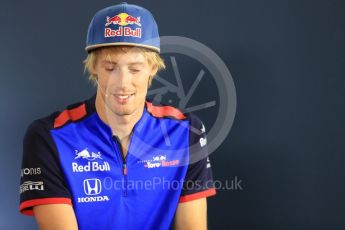 World © Octane Photographic Ltd. Formula 1 – German GP - FIA Drivers’ Press Conference. Scuderia Toro Rosso STR13 – Brendon Hartley. Hockenheimring, Baden-Wurttemberg, Germany. Thursday 19th July 2018.
