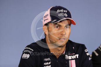 World © Octane Photographic Ltd. Formula 1 – German GP - FIA Drivers’ Press Conference. Sahara Force India VJM11 - Sergio Perez. Hockenheimring, Baden-Wurttemberg, Germany. Thursday 19th July 2018.