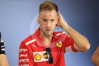 World © Octane Photographic Ltd. Formula 1 – German GP - FIA Drivers’ Press Conference. Scuderia Ferrari SF71-H – Sebastian Vettel. Hockenheimring, Baden-Wurttemberg, Germany. Thursday 19th July 2018.