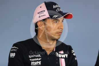 World © Octane Photographic Ltd. Formula 1 – German GP - FIA Drivers’ Press Conference. Sahara Force India VJM11 - Sergio Perez. Hockenheimring, Baden-Wurttemberg, Germany. Thursday 19th July 2018.