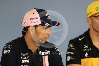 World © Octane Photographic Ltd. Formula 1 – German GP - FIA Drivers’ Press Conference. Sahara Force India VJM11 - Sergio Perez. Hockenheimring, Baden-Wurttemberg, Germany. Thursday 19th July 2018.