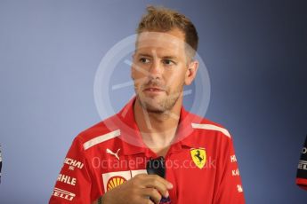 World © Octane Photographic Ltd. Formula 1 – German GP - FIA Drivers’ Press Conference. Scuderia Ferrari SF71-H – Sebastian Vettel. Hockenheimring, Baden-Wurttemberg, Germany. Thursday 19th July 2018.